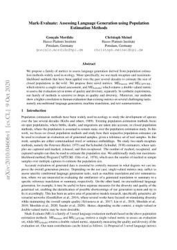 Mark-Evaluate: Assessing Language Generation using Population Estimation
  Methods