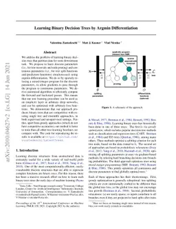 Learning Binary Decision Trees by Argmin Differentiation