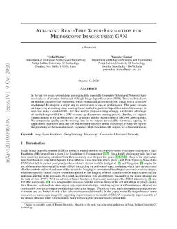 Attaining Real-Time Super-Resolution for Microscopic Images Using GAN
