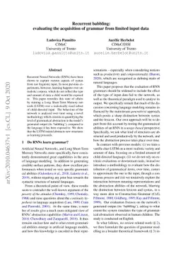 Recurrent babbling: evaluating the acquisition of grammar from limited
  input data