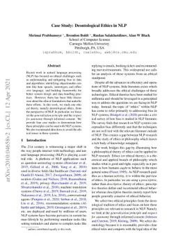 Case Study: Deontological Ethics in NLP