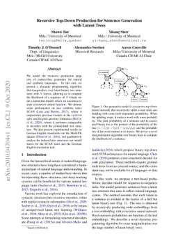 Recursive Top-Down Production for Sentence Generation with Latent Trees