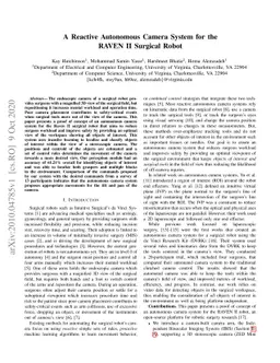 A Reactive Autonomous Camera System for the RAVEN II Surgical Robot