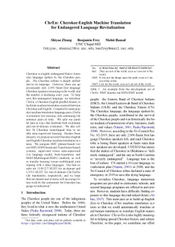 ChrEn: Cherokee-English Machine Translation for Endangered Language
  Revitalization