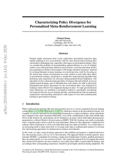 Characterizing Policy Divergence for Personalized Meta-Reinforcement
  Learning