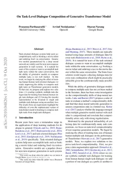 On Task-Level Dialogue Composition of Generative Transformer Model