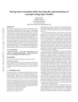 Paying down metadata debt: learning the representation of concepts using
  topic models
