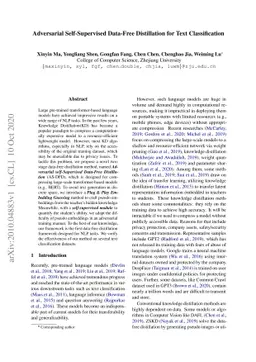 Adversarial Self-Supervised Data-Free Distillation for Text
  Classification