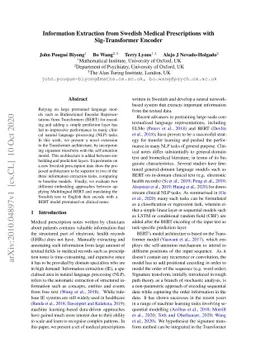 Information Extraction from Swedish Medical Prescriptions with
  Sig-Transformer Encoder