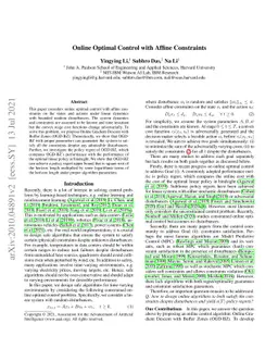 Online Optimal Control with Affine Constraints