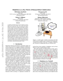 Helpfulness as a Key Metric of Human-Robot Collaboration