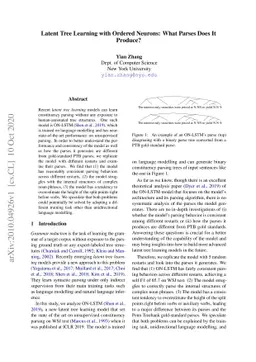 Latent Tree Learning with Ordered Neurons: What Parses Does It Produce?