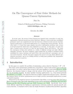 On The Convergence of First Order Methods for Quasar-Convex Optimization