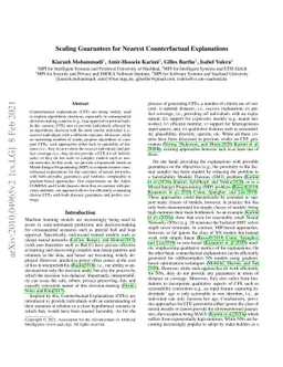 Scaling Guarantees for Nearest Counterfactual Explanations