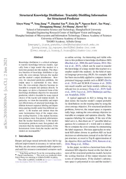 Structural Knowledge Distillation: Tractably Distilling Information for
  Structured Predictor