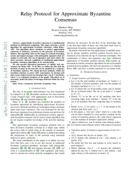 Relay Protocol for Approximate Byzantine Consensus