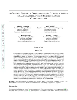 A General Model of Conversational Dynamics and an Example Application in
  Serious Illness Communication