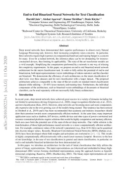 End to End Binarized Neural Networks for Text Classification