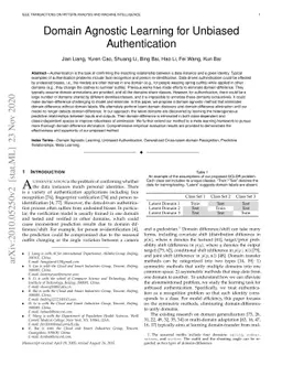 Domain Agnostic Learning for Unbiased Authentication