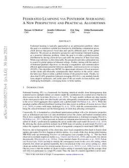 Federated Learning via Posterior Averaging: A New Perspective and
  Practical Algorithms