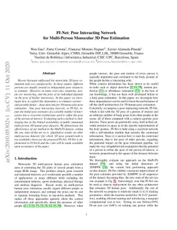 PI-Net: Pose Interacting Network for Multi-Person Monocular 3D Pose
  Estimation