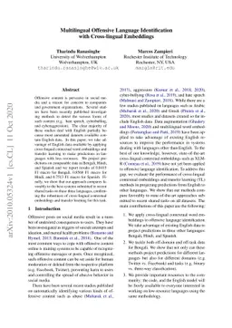 Multilingual Offensive Language Identification with Cross-lingual
  Embeddings