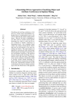 A Knowledge-Driven Approach to Classifying Object and Attribute
  Coreferences in Opinion Mining