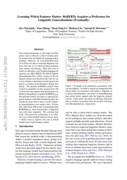 Learning Which Features Matter: RoBERTa Acquires a Preference for
  Linguistic Generalizations (Eventually)