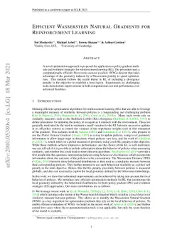 Efficient Wasserstein Natural Gradients for Reinforcement Learning