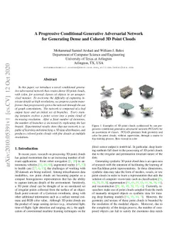 A Progressive Conditional Generative Adversarial Network for Generating
  Dense and Colored 3D Point Clouds