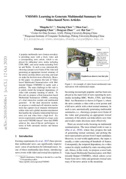 VMSMO: Learning to Generate Multimodal Summary for Video-based News
  Articles