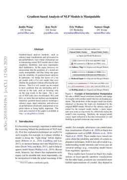 Gradient-based Analysis of NLP Models is Manipulable