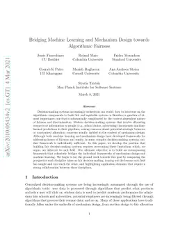 Bridging Machine Learning and Mechanism Design towards Algorithmic
  Fairness