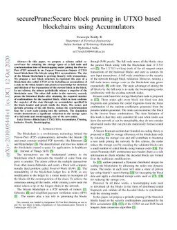 securePrune:Secure block pruning in UTXO based blockchains using
  Accumulators