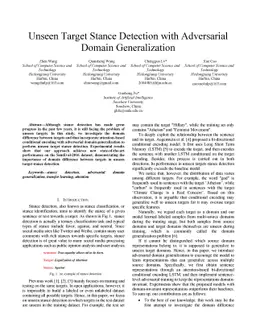 Unseen Target Stance Detection with Adversarial Domain Generalization