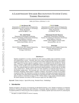 A Lightweight Speaker Recognition System Using Timbre Properties