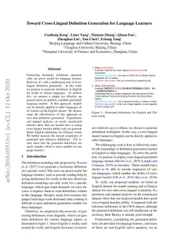 Toward Cross-Lingual Definition Generation for Language Learners