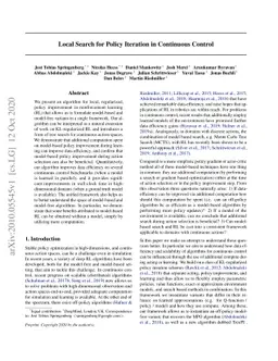 Local Search for Policy Iteration in Continuous Control