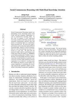 Social Commonsense Reasoning with Multi-Head Knowledge Attention