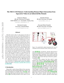 The MECCANO Dataset: Understanding Human-Object Interactions from
  Egocentric Videos in an Industrial-like Domain