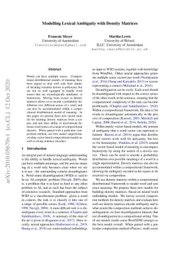 Modelling Lexical Ambiguity with Density Matrices