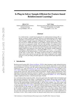 Is Plug-in Solver Sample-Efficient for Feature-based Reinforcement
  Learning?