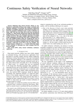 Continuous Safety Verification of Neural Networks