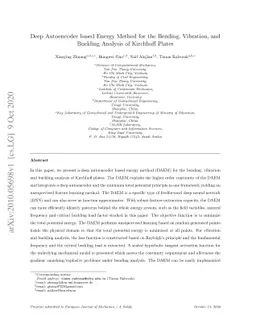 Deep Autoencoder based Energy Method for the Bending, Vibration, and
  Buckling Analysis of Kirchhoff Plates