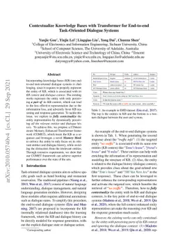 Contextualize Knowledge Bases with Transformer for End-to-end
  Task-Oriented Dialogue Systems