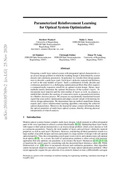Parameterized Reinforcement Learning for Optical System Optimization