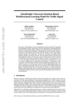 AttendLight: Universal Attention-Based Reinforcement Learning Model for
  Traffic Signal Control
