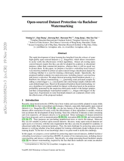 Open-sourced Dataset Protection via Backdoor Watermarking