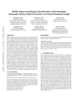 Webly Supervised Image Classification with Metadata: Automatic Noisy
  Label Correction via Visual-Semantic Graph