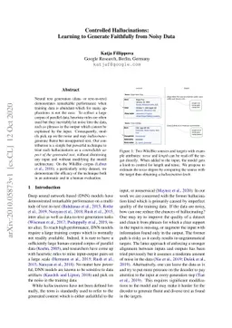 Controlled Hallucinations: Learning to Generate Faithfully from Noisy
  Data